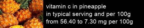 vitamin c in pineapple information and values per serving and 100g